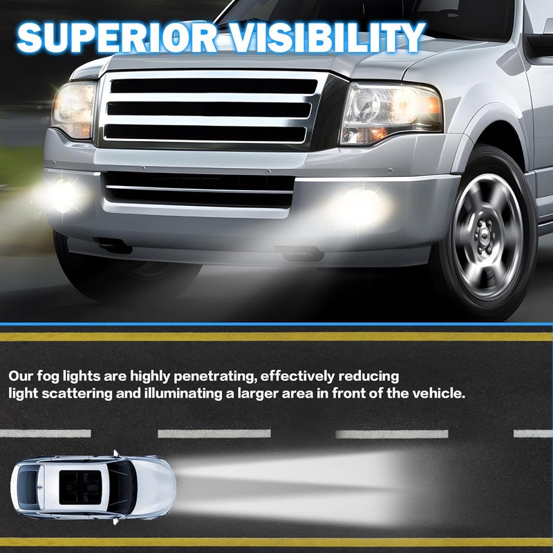 BOXLIGHT LED Fog Lights Assembly Compatible With 2007-2013 Ford Expedition / 2008-2011 Ford Ranger With Daytime Running Lights and Turn Signal Lights Front Bumper Driving Fog Lamp - Image 3
